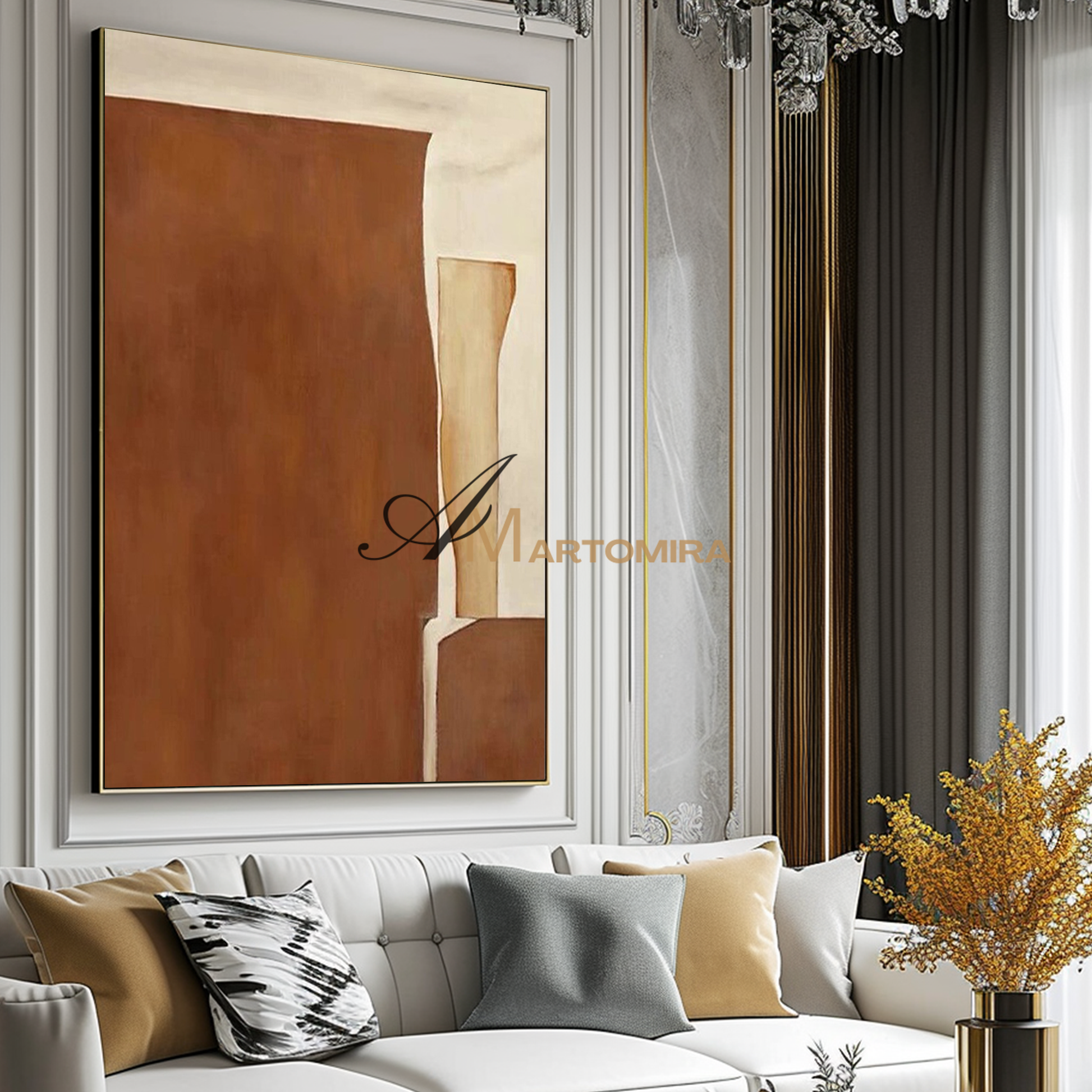 Minimalist Wall Art | Abstract Art Wall Decor | Wabi Sabi  Art | Brown And Beige Wall Art #MF111