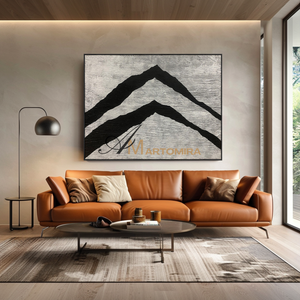 Textured Wall Art | Abstract Painting Mountains | Black And Beige Wall Art | Decorative Wall Art #MF133
