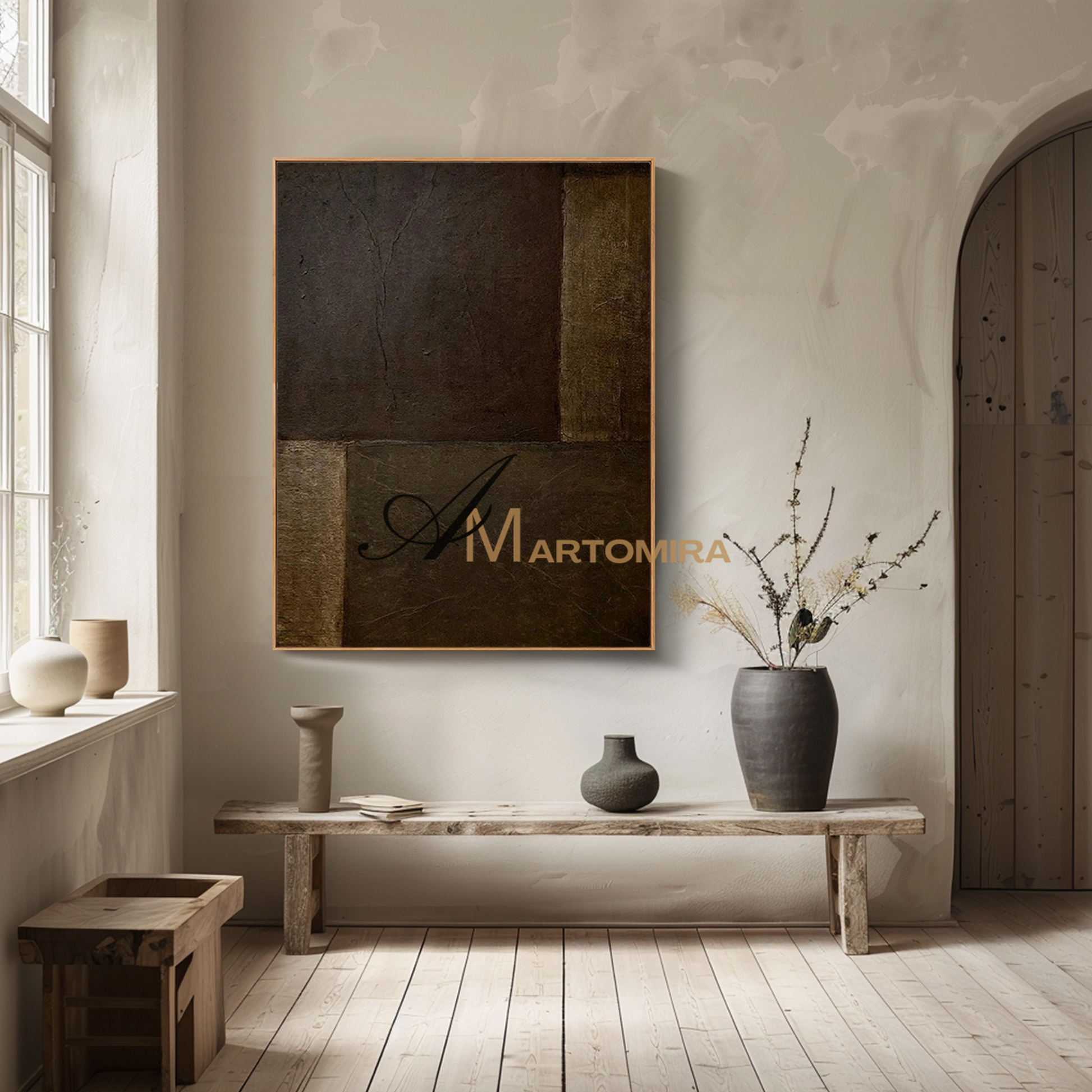 Wabi Sabi Wall Art | Abstract Wall Art | Large Textured Wall Art | Dark Brown Wall Art #MF115