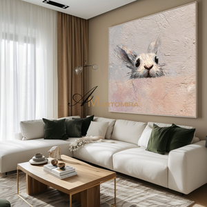 Rabbit Painting | Animal Paintings | Pink Wall Art | Large Animal Canvas Wall Art | Acrylic Paint #CA085