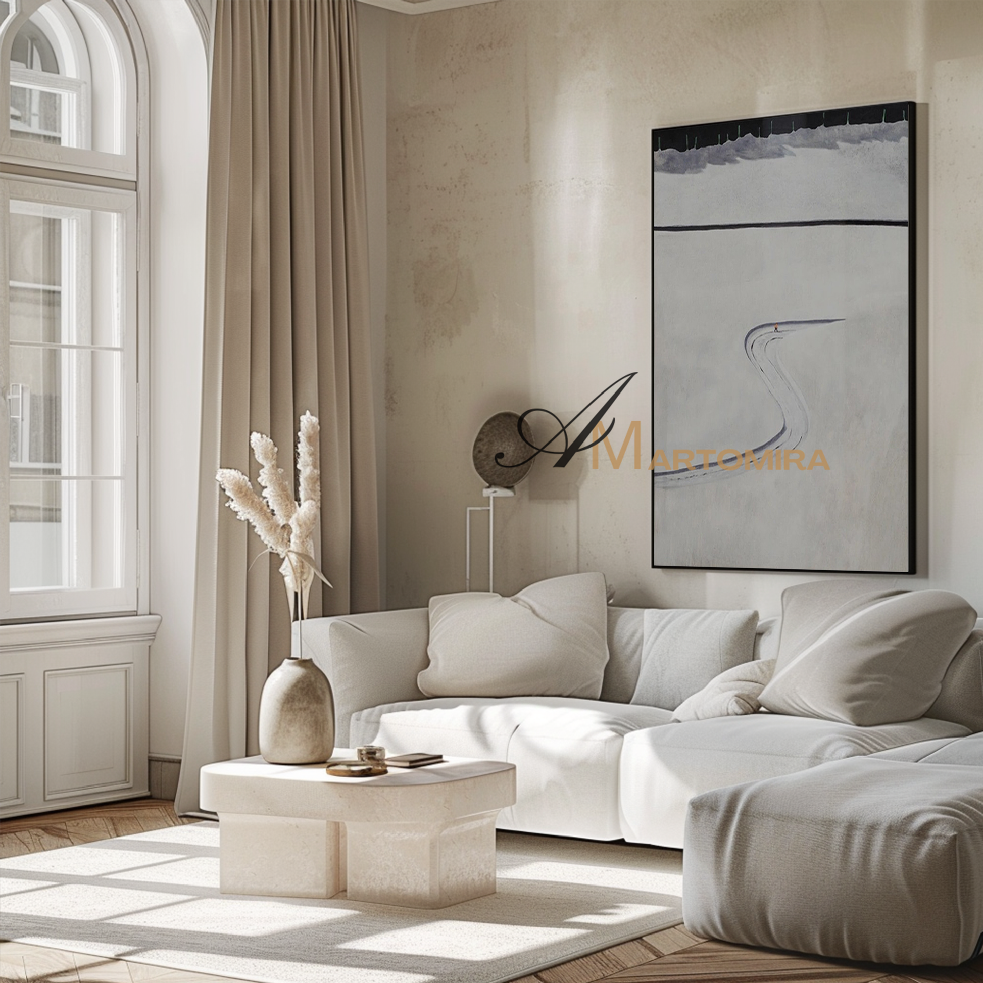 Minimalist Wall Art | Black And White Canvas Art | Abstract Art | Minimalist Wall Art For Living Room #MF105