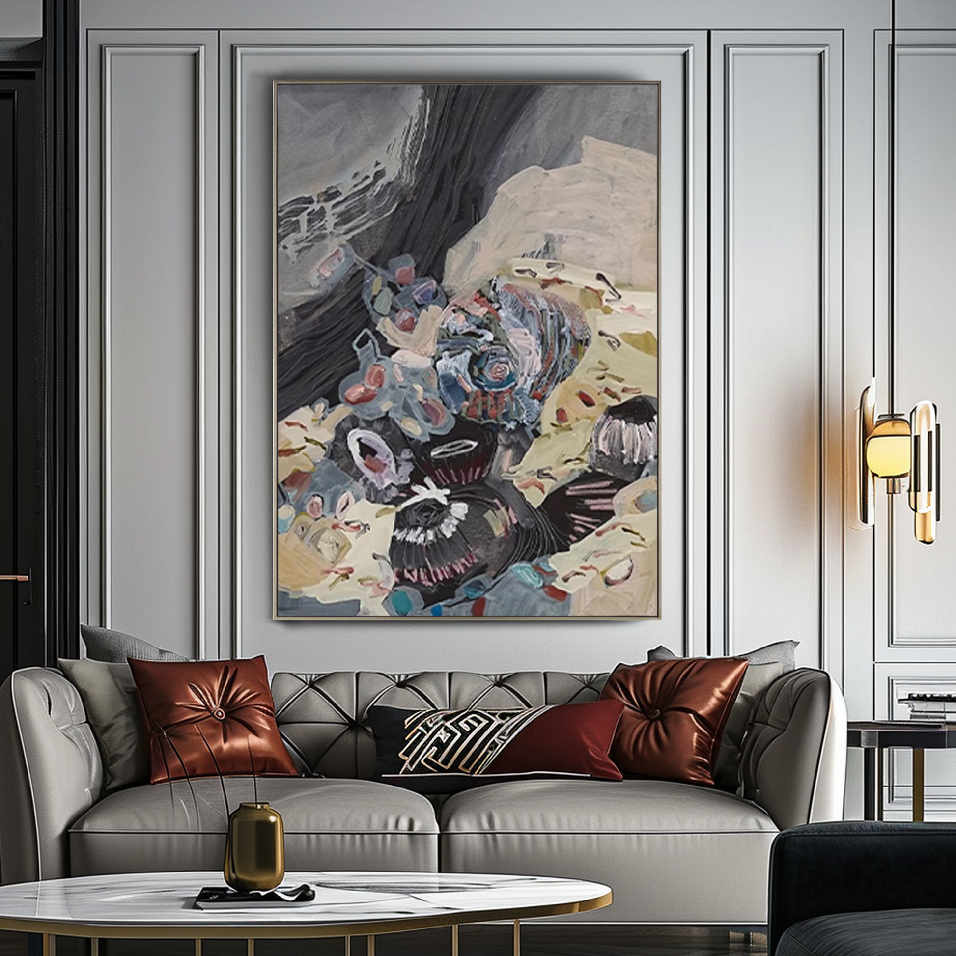 Abstract Wall Art | Contemporary Modern Wall Decor | Large Living Room Wall Art #MF04