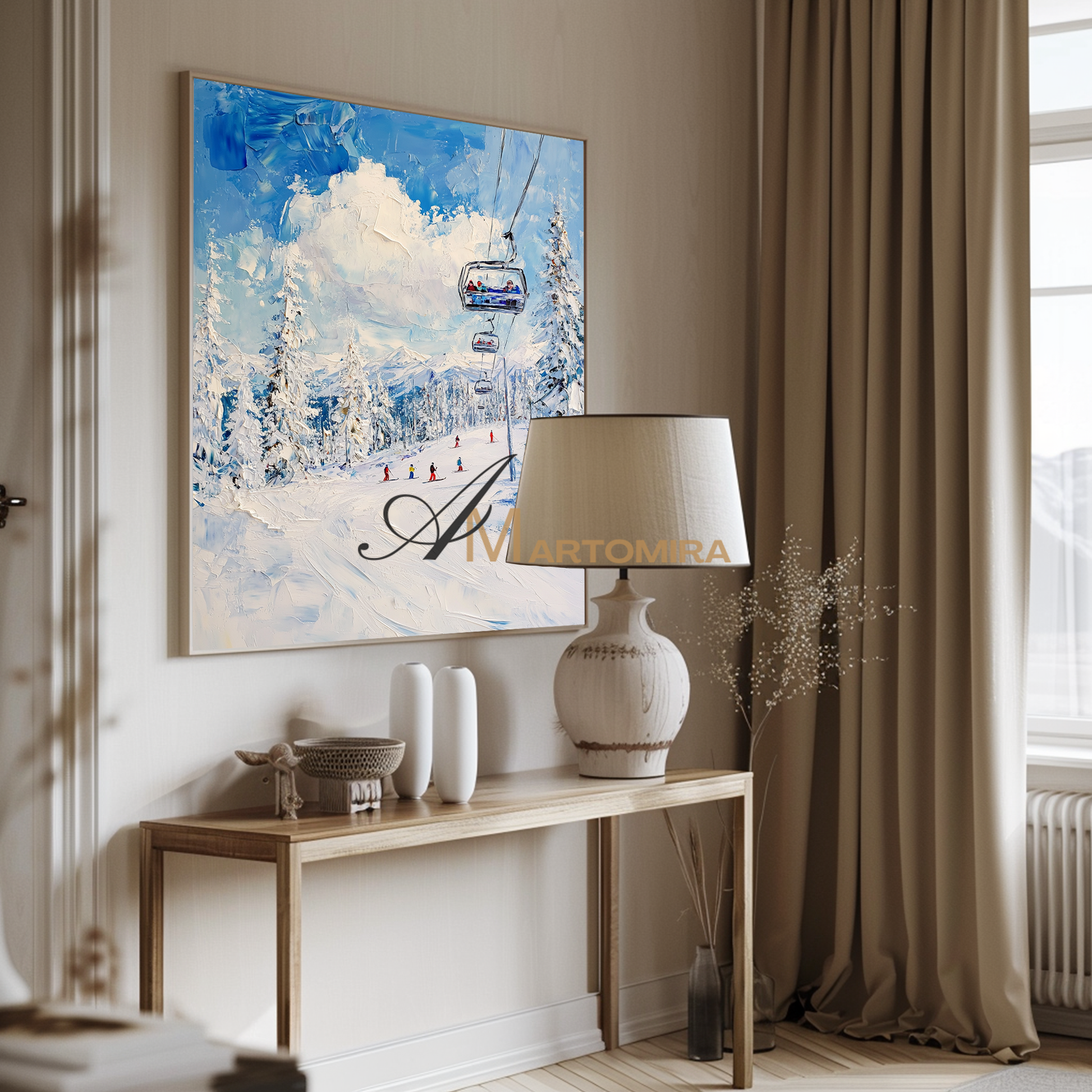 Landscape Wall Art | Winter Wall Art | Ski Painting | Snowy Landscape Art  #CL098
