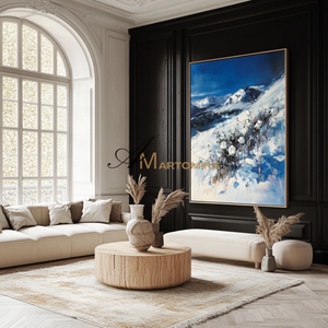 Acrylic Flower Painting | Snow Mountain Painting | Mountain Wall Art | Abstract Floral Wall Art #CF111