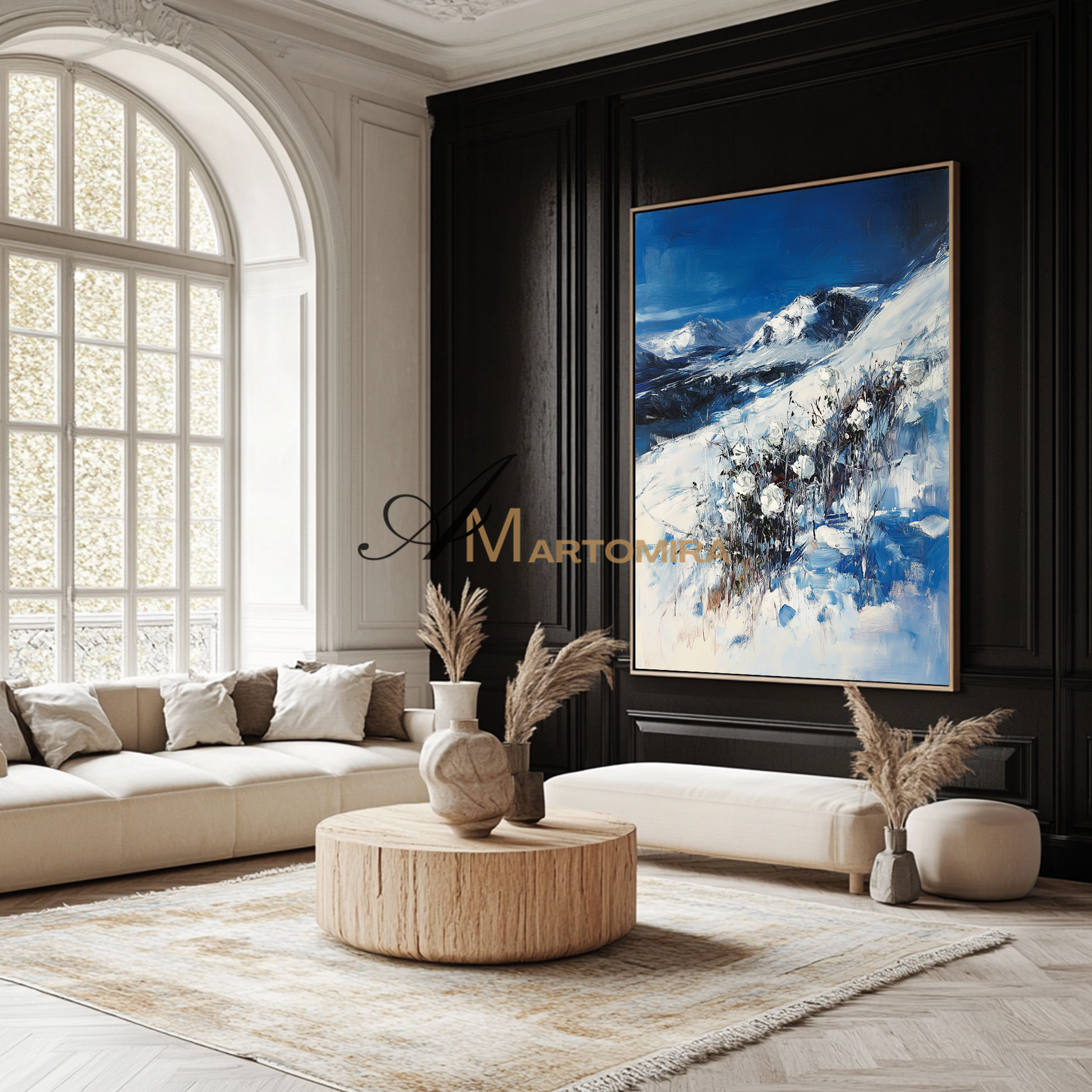 Acrylic Flower Painting | Snow Mountain Painting | Mountain Wall Art | Abstract Floral Wall Art #CF111