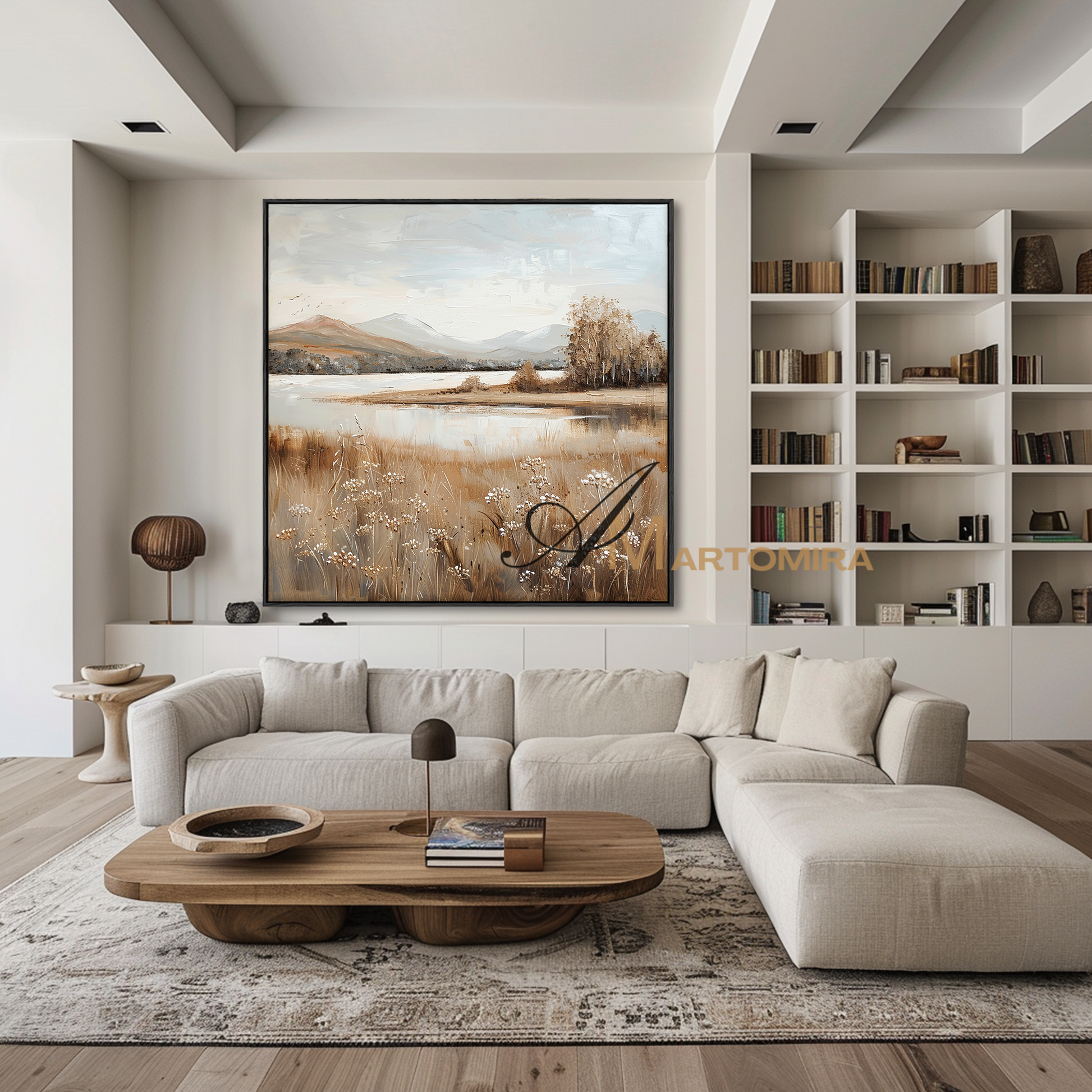 Landscape Art Paintings | Autumn Landscape Art | Mountain Lake Wall Art | Landscape Wall Art For Living Room #CL101