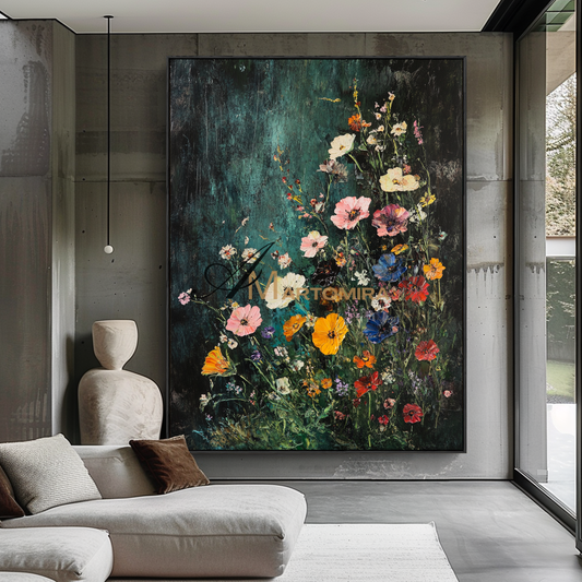 Flower Painting | Colorful Abstract Wall Art | Extra Large Floral Wall Art | Modern Wall Decor Art #CF110