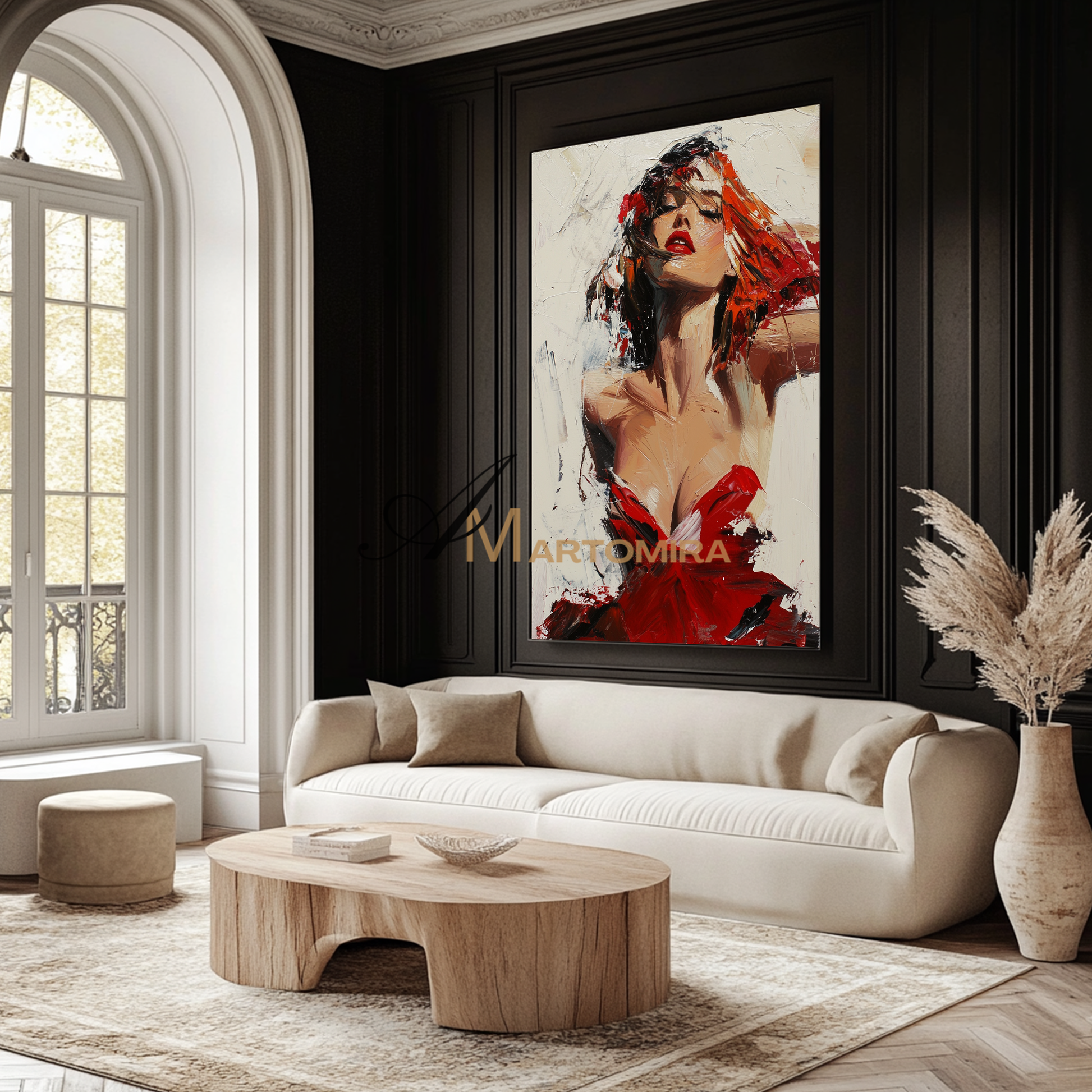 Women Painting | Woman Red Dress Painting | Feminine Wall Art For Bedroom | Canvas Painting Wall Decor #AP132
