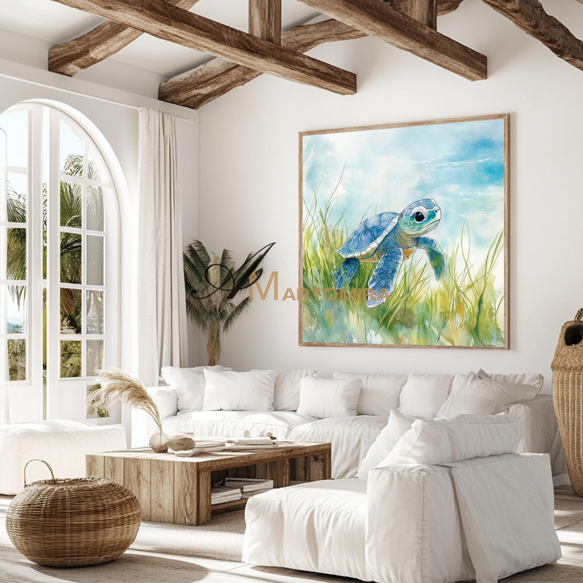 Sea Turtle Painting | Sea Turtle Watercolor Painting | Black And White Paintings | Paintings For Living Room #CA091