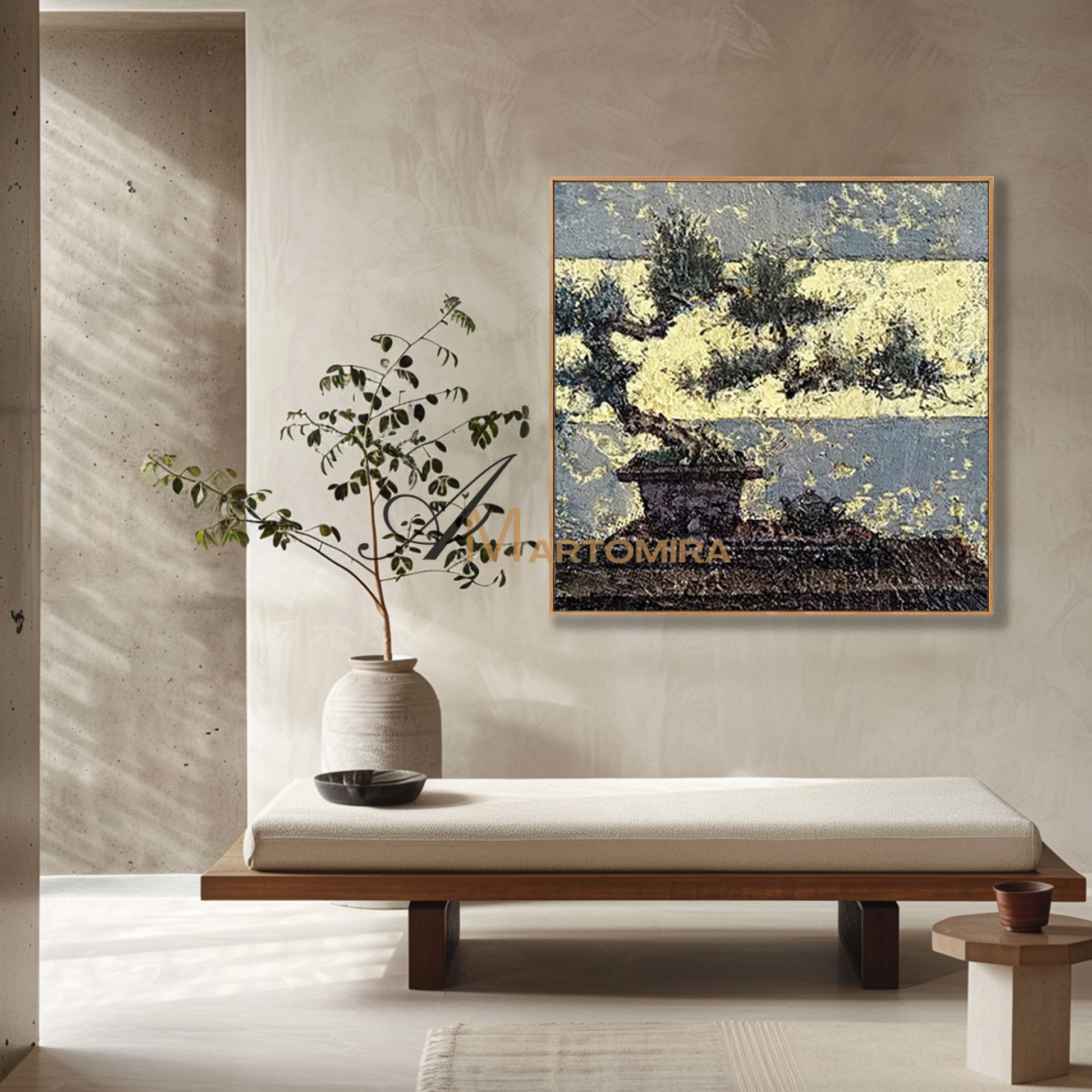 Abstract Flower Paintings | Canvas Painting Wall Decor | Bonsai Tree Painting #MF085