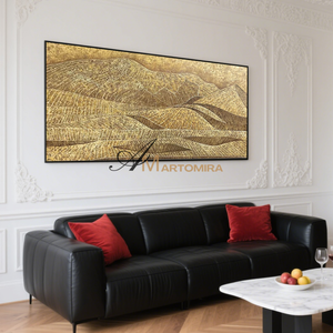 Abstract Landscape Painting | Gold Wall Art | Mountain Landscape | Art Acrylic Wall Art #MF095