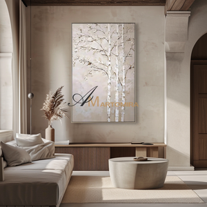 Tree Wall Art | Extra Large Canvas Wall Art | Nature Art Landscape | Beige Wall Art #MF096