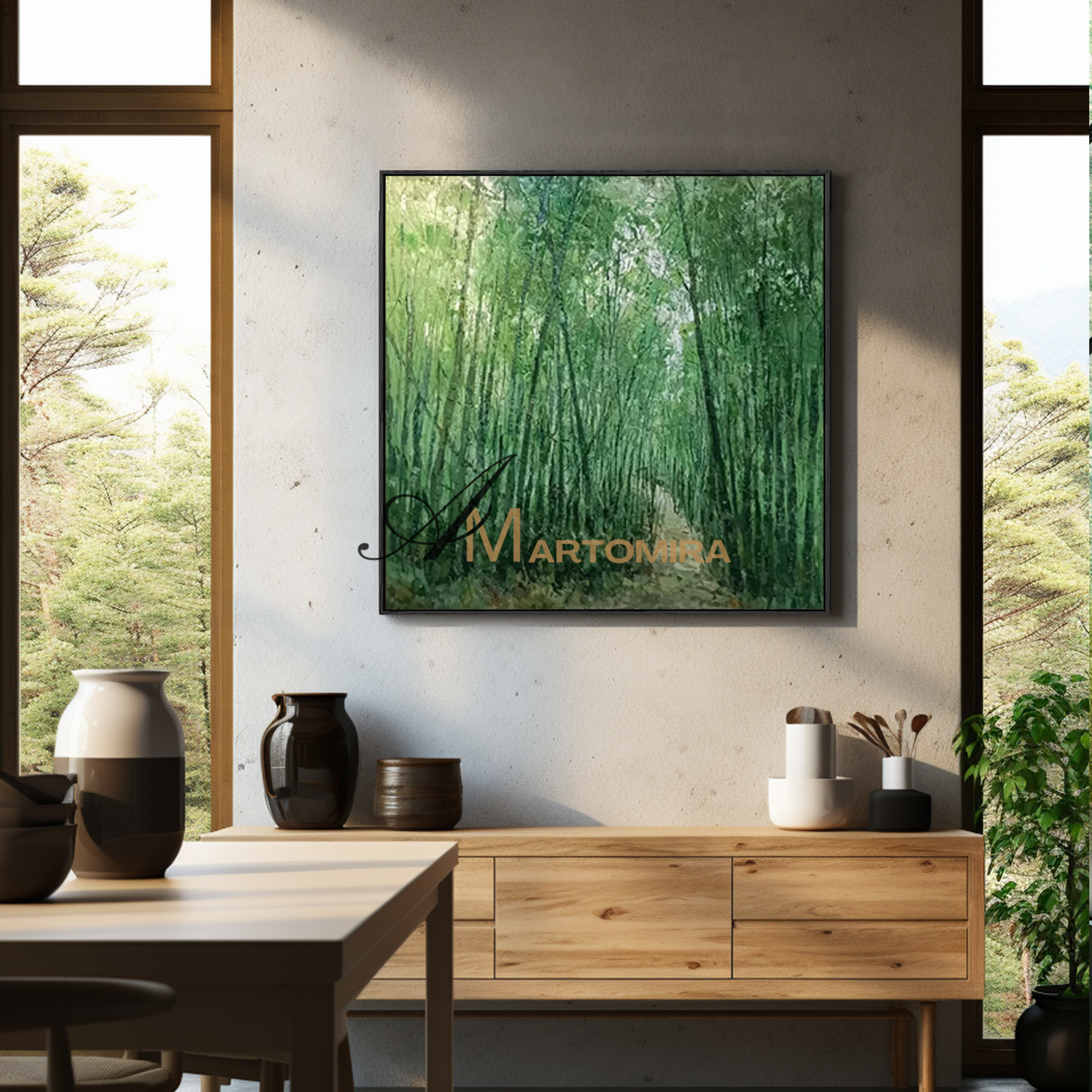 Green Wall Art | Bamboo Wall Art Decor | Large Art For Living Room Walls | Wall Art Decor #MF087