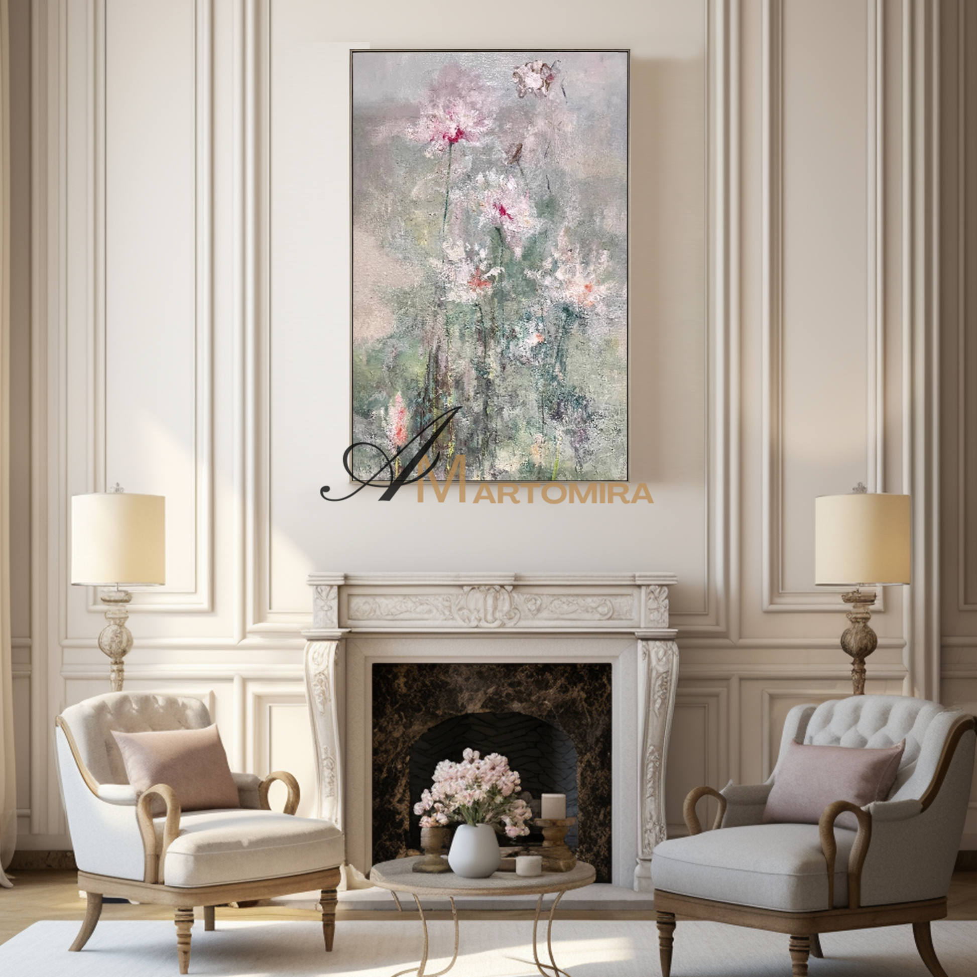 Flower Canvas Painting | Impressionist Flowers | Floral Wall Art For Living Room | Acrylic Paint #MF088