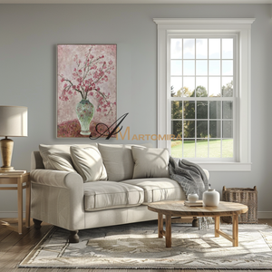 Abstract Floral Painting | Flowers In A Vase Painting | Pink Flower Painting | Canvas Wall Art #MF093
