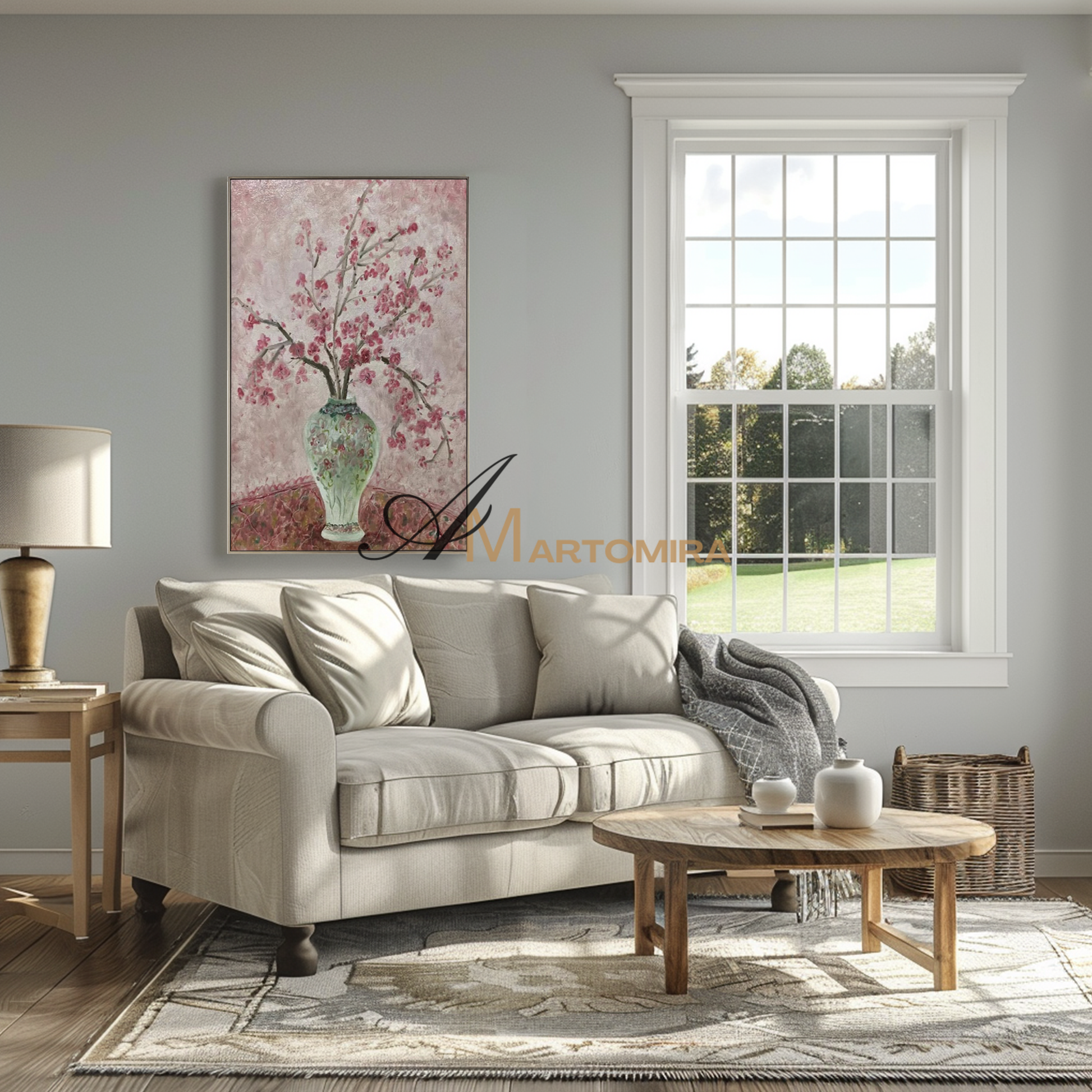 Abstract Floral Painting | Flowers In A Vase Painting | Pink Flower Painting | Canvas Wall Art #MF093