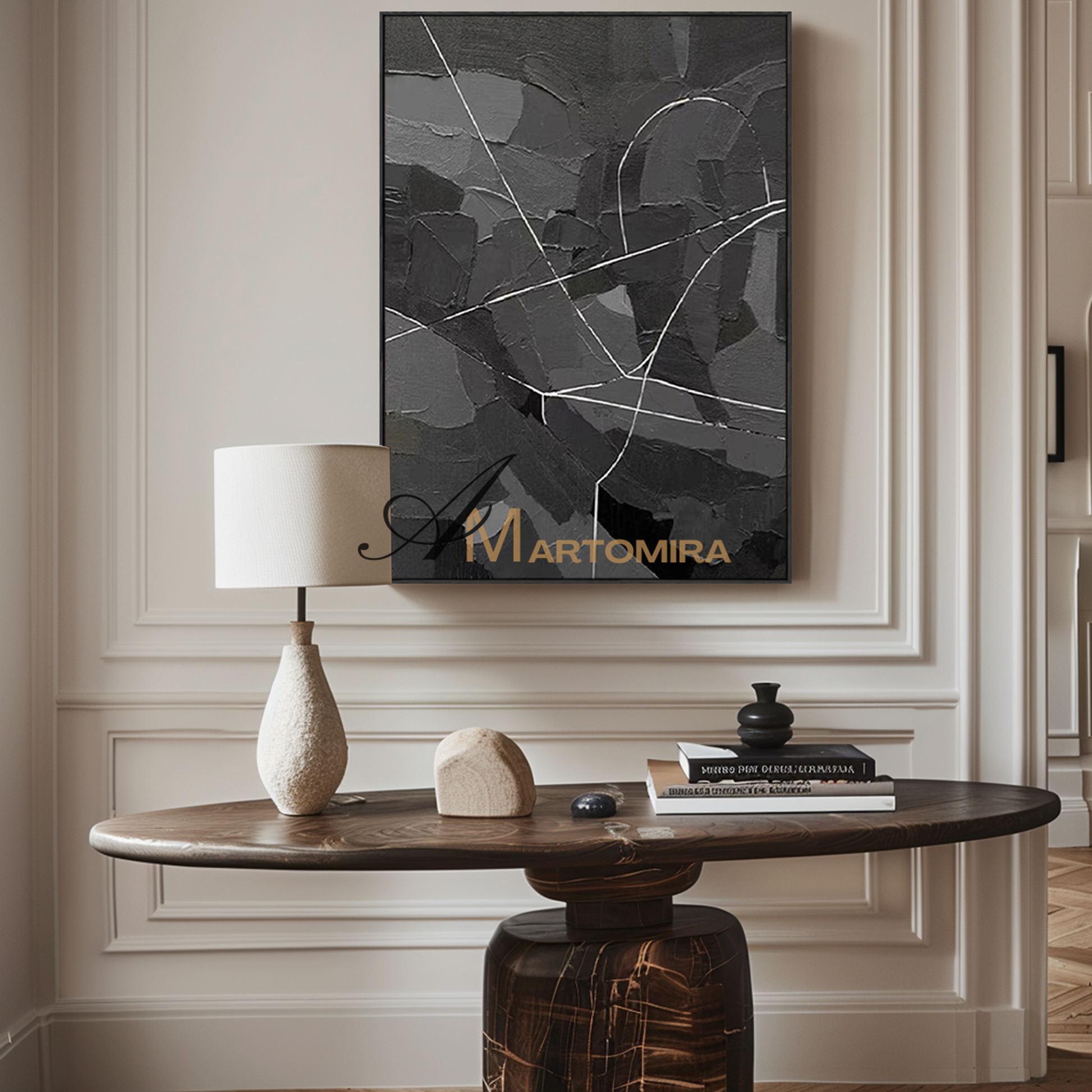 Canvas Paint | Abstract Geometric Art | Grey Abstract Wall Art |Abstract Painting For Living Room #MF132