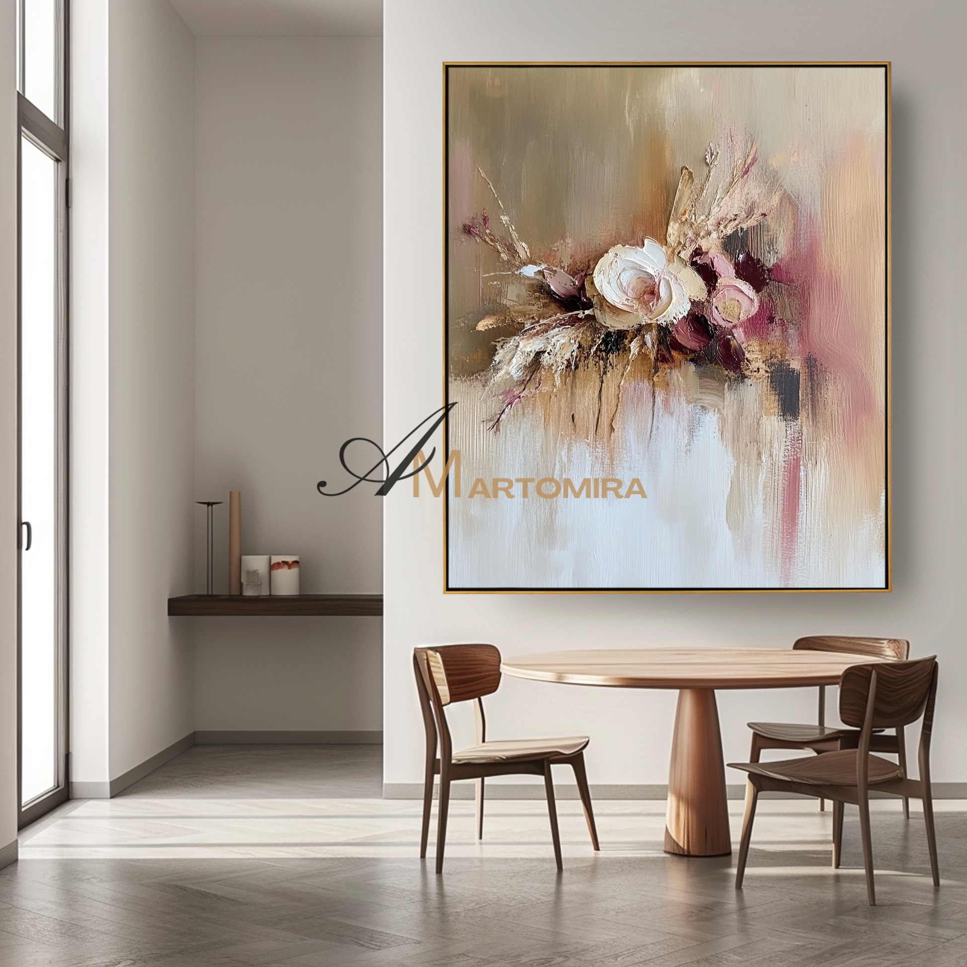 Abstract Flower Paintings | Pink Flower Painting | Large Painting For Living Room | Abstract Art #CF113