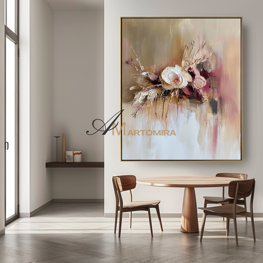 Abstract Flower Paintings | Pink Flower Painting | Large Painting For Living Room | Abstract Art #CF113