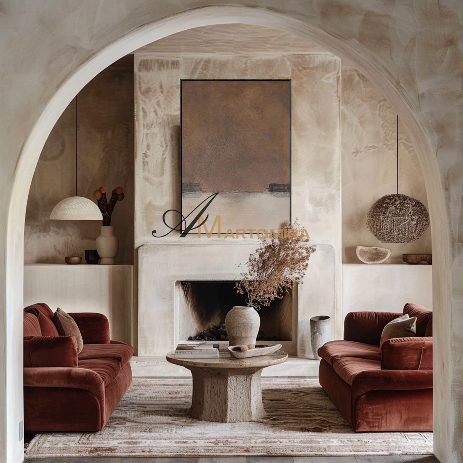 Wabi-Sabi Wall Art | Abstract On Canvas Paintings | Brown And Beige Wall Art #MF113