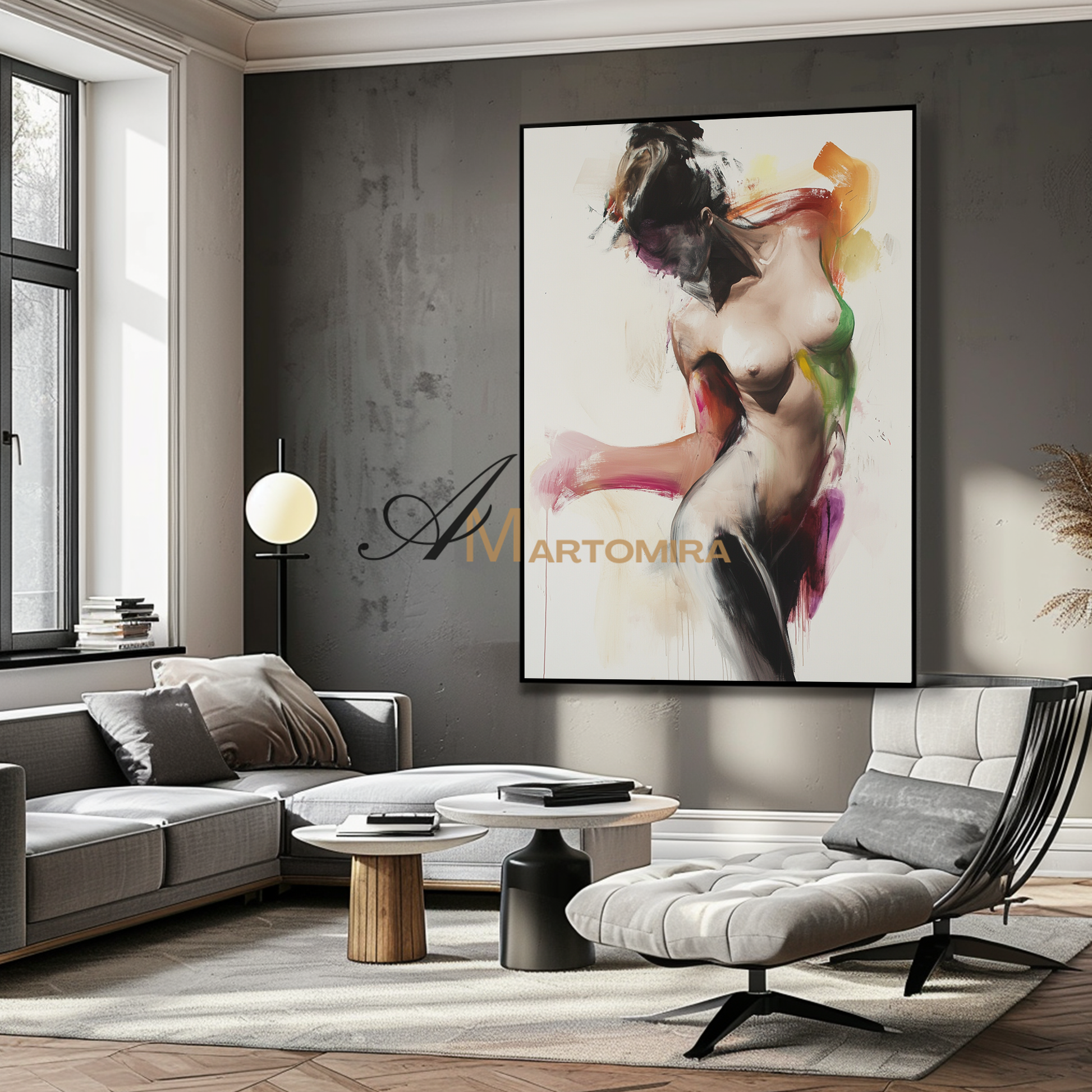 Colorful Abstract Painting | Women Body Painting | Nude Female Art | Large Abstract Canvas Wall Art #AP125