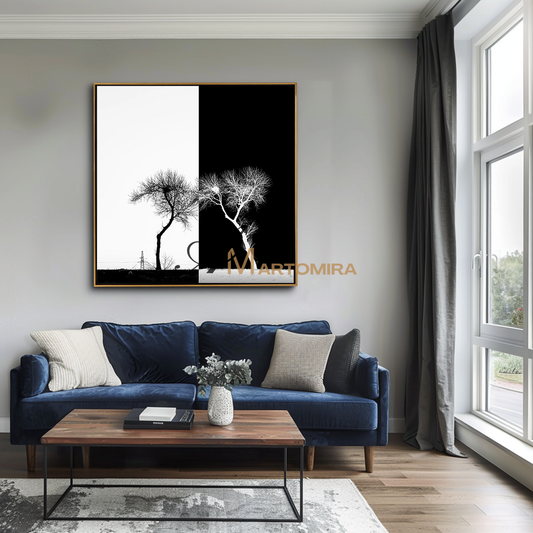 Painting The Tree | Black And White Wall Art | Large Minimalist Wall Art | Modern Art #MF127