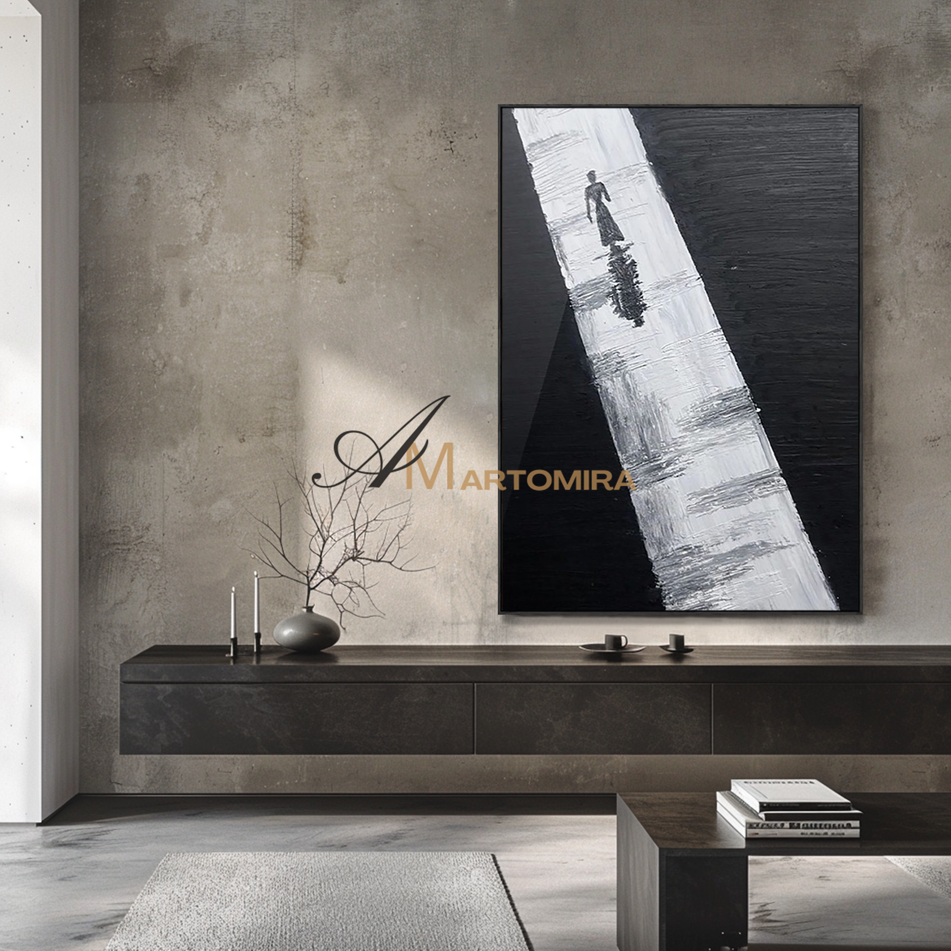 Abstract Wall Art | Contemporary Wall Decor | Black And White Abstract Painting | Minimalist Wall Art #MF126