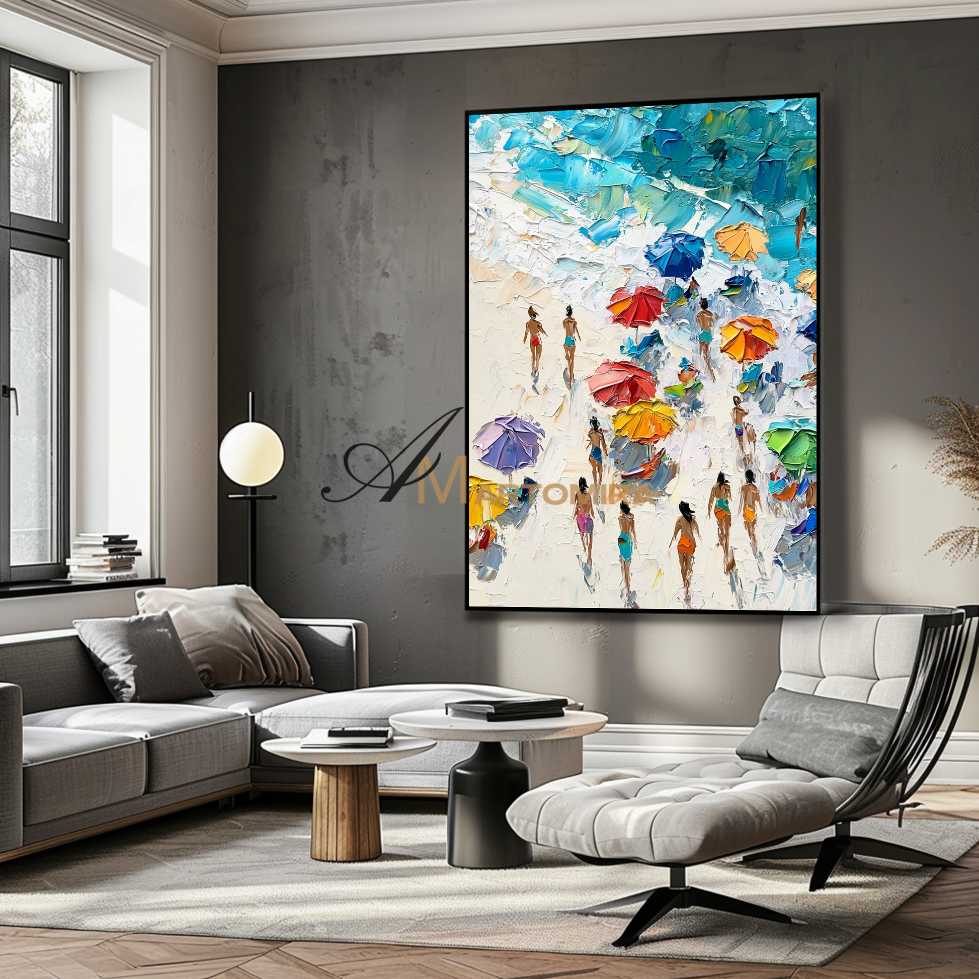 Painting On The Beach | Ocean Wall Art | Beach Landscape Painting | Abstract Painting Of Beach #POS102
