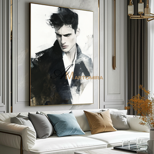 Portrait Painting | Portrait Of A Man | Black And White Canvas Art | Wall Art Decor #AP128