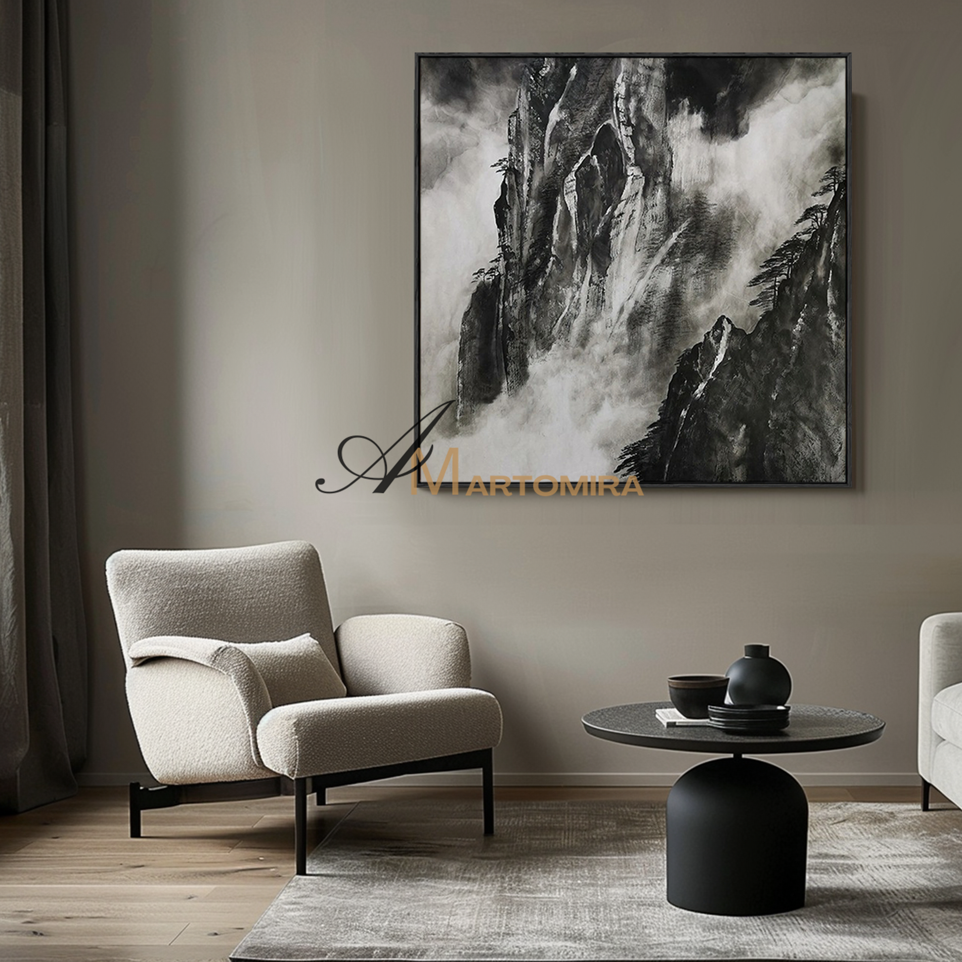 Landscape Wall Art | Mountain Landscape Art | Black And White Wall Art | Decorative Wall Art #MF119