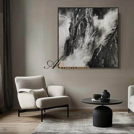 Landscape Wall Art | Mountain Landscape Art | Black And White Wall Art | Decorative Wall Art #MF119