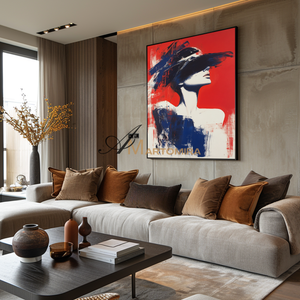 Painting Art Woman | Abstract Woman Painting | Red Abstract Wall Art | Large Painting For Living Room #AP126