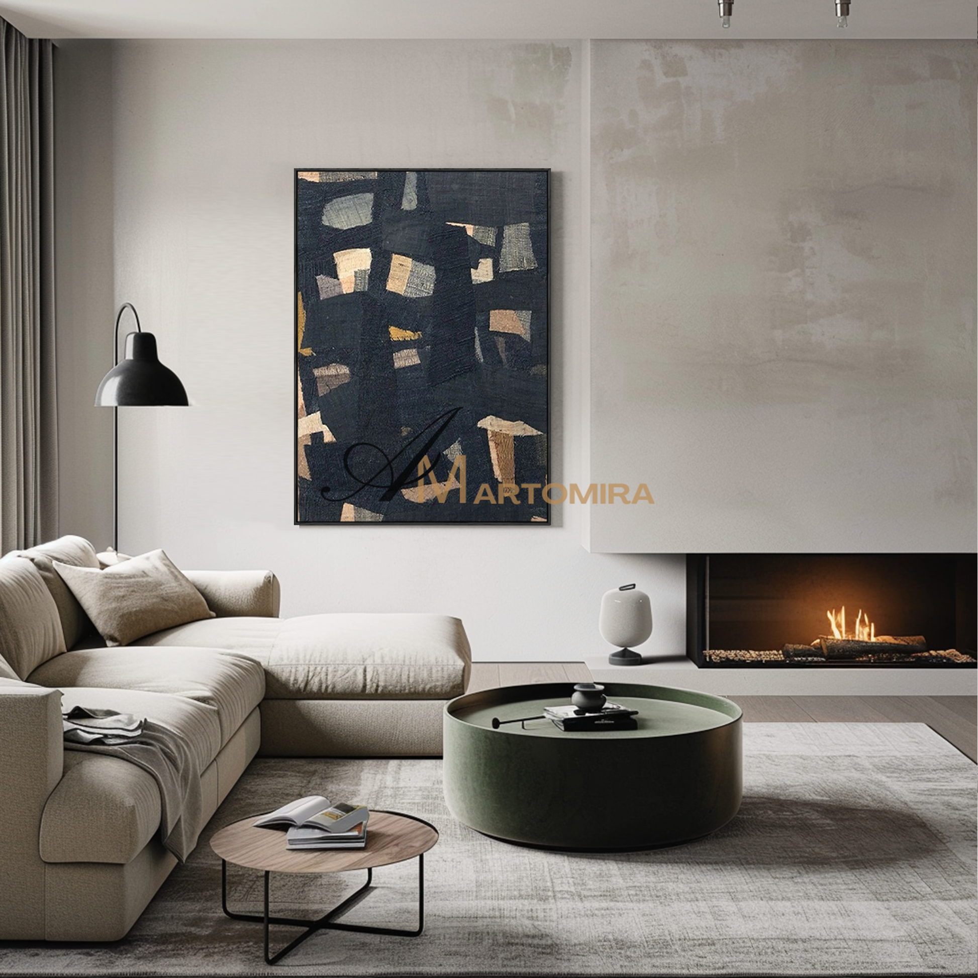 Geometric Wall Art | Large Abstract Wall Art | Large Blue Abstract Wall Art #MF143