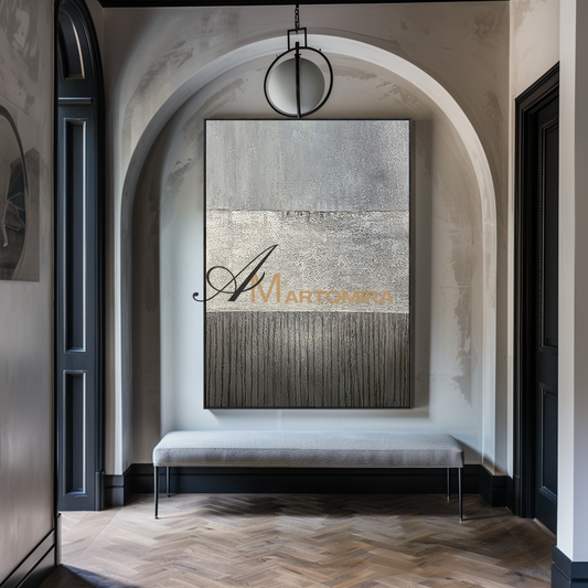 Abstract Canvas Art | Extra Large Canvas Wall Art | Black And grey Abstract Painting #MF123