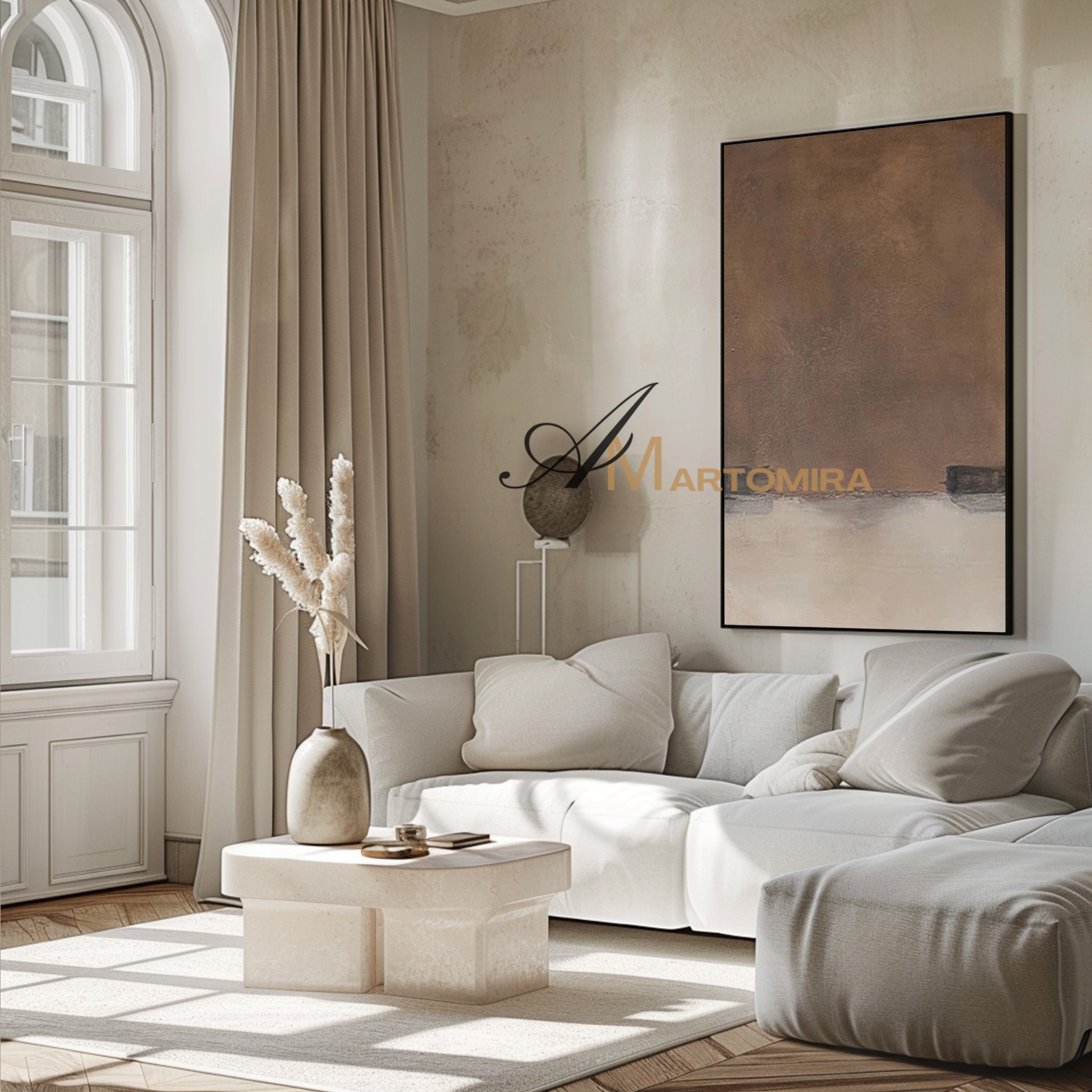 Wabi-Sabi Wall Art | Abstract On Canvas Paintings | Brown And Beige Wall Art #MF113