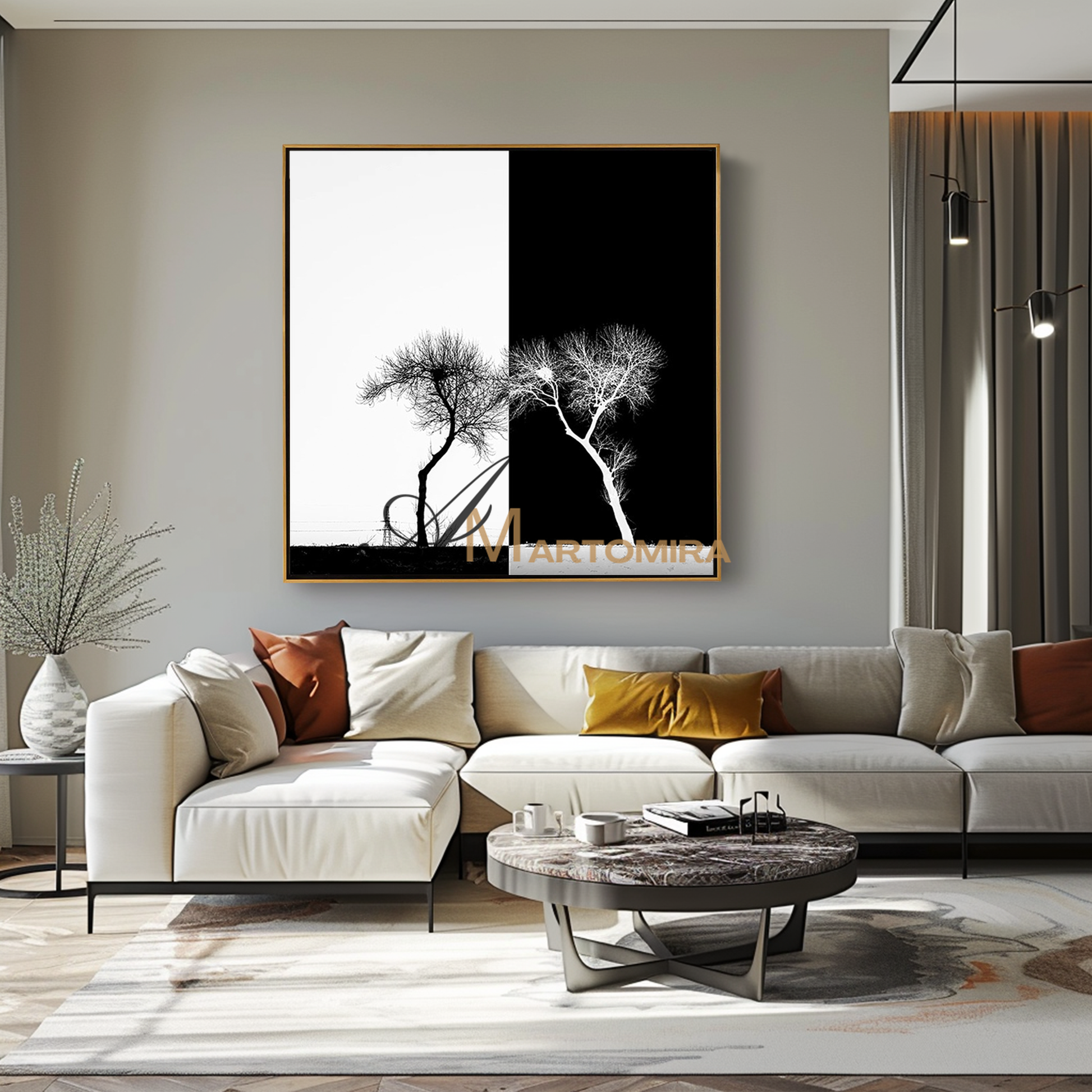 Painting The Tree | Black And White Wall Art | Large Minimalist Wall Art | Modern Art #MF127