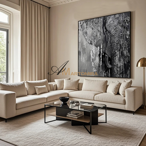 Animal Paintings | Abstract Elephant Painting | Black And White Large Wall Art #MF082