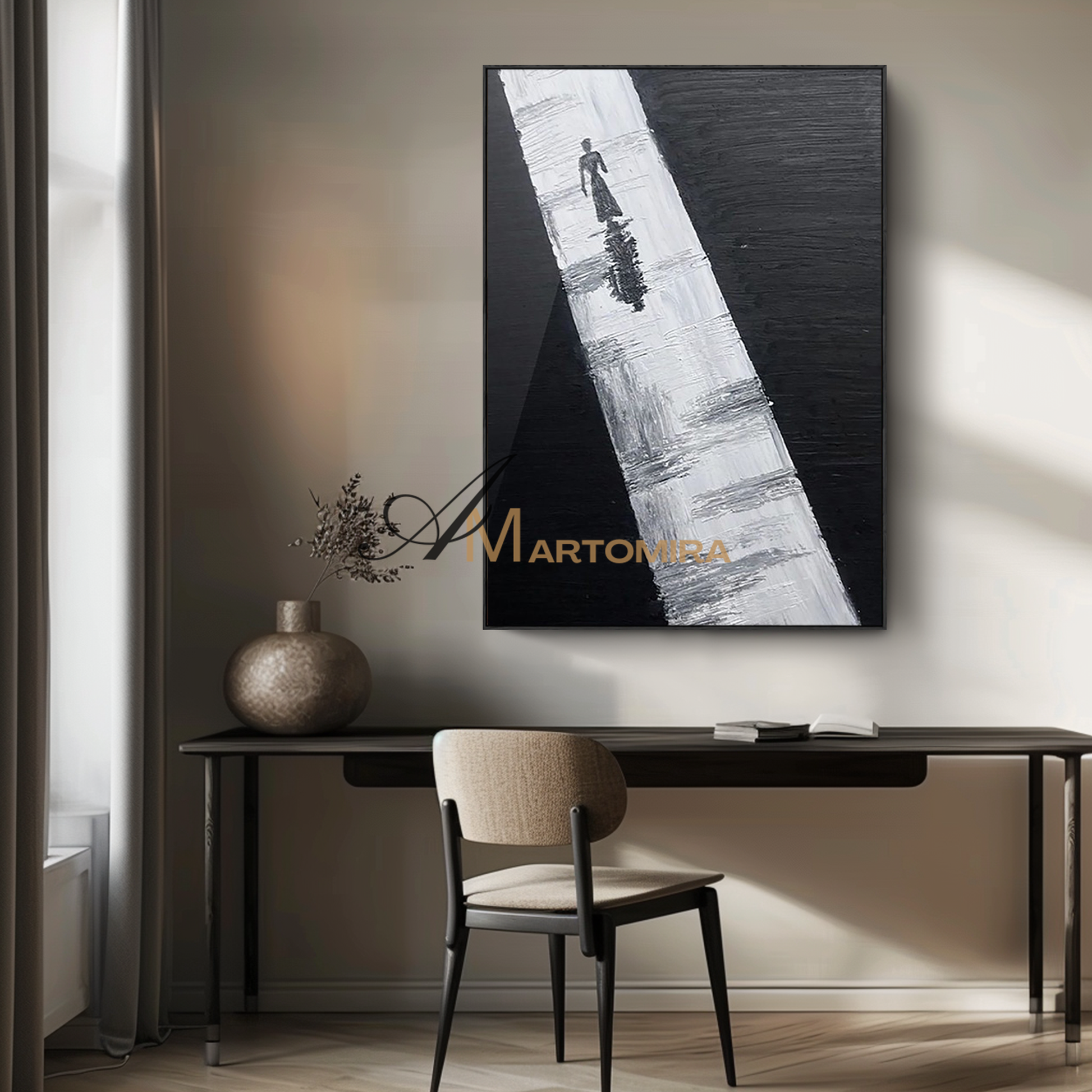 Abstract Wall Art | Contemporary Wall Decor | Black And White Abstract Painting | Minimalist Wall Art #MF126