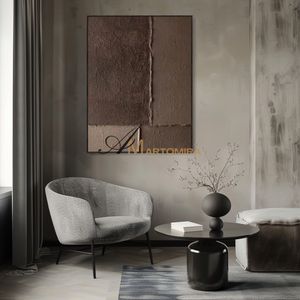 Wabi-Sabi Wall Art | Abstract Wall Art Paintings | Dark Brown Wall Art | Textured Wall Art Decor #MF136