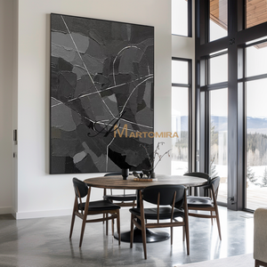 Canvas Paint | Abstract Geometric Art | Grey Abstract Wall Art |Abstract Painting For Living Room #MF132