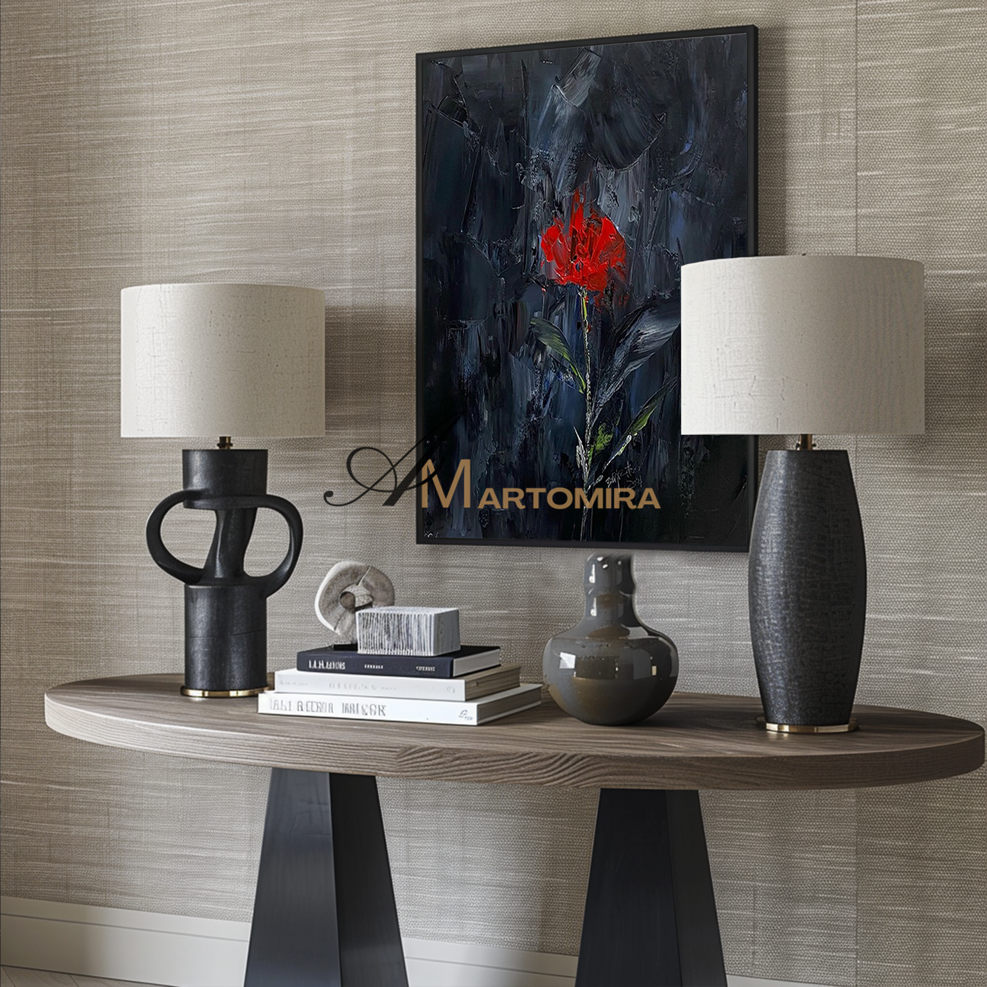 Abstract Painting Floral | Textured Wall Art | Rose Canvas Wall Art | Large Canvas Floral Wall Art #MF121