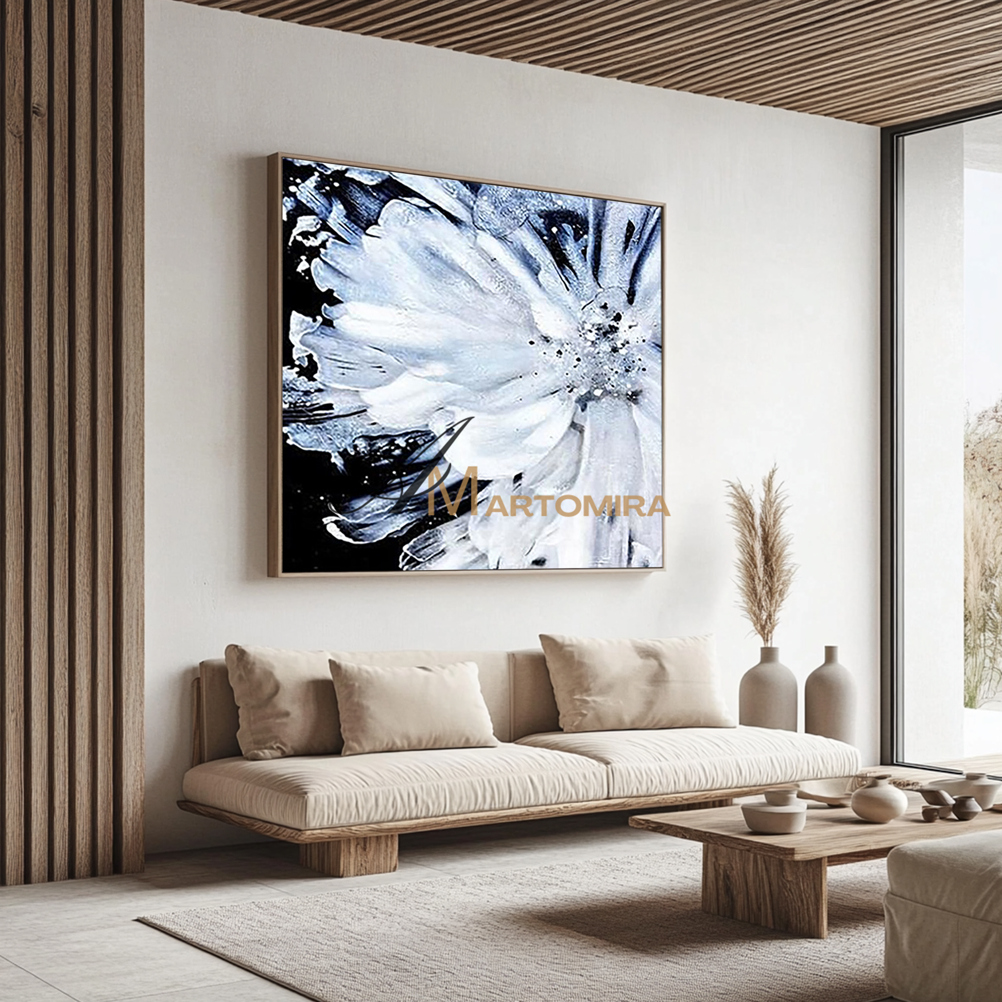 Abstract Painting Floral | White Flower Painting | Large Floral Canvas Wall Art #MF104