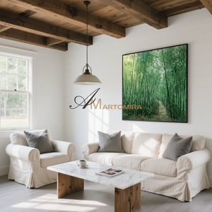 Green Wall Art | Bamboo Wall Art Decor | Large Art For Living Room Walls | Wall Art Decor #MF087