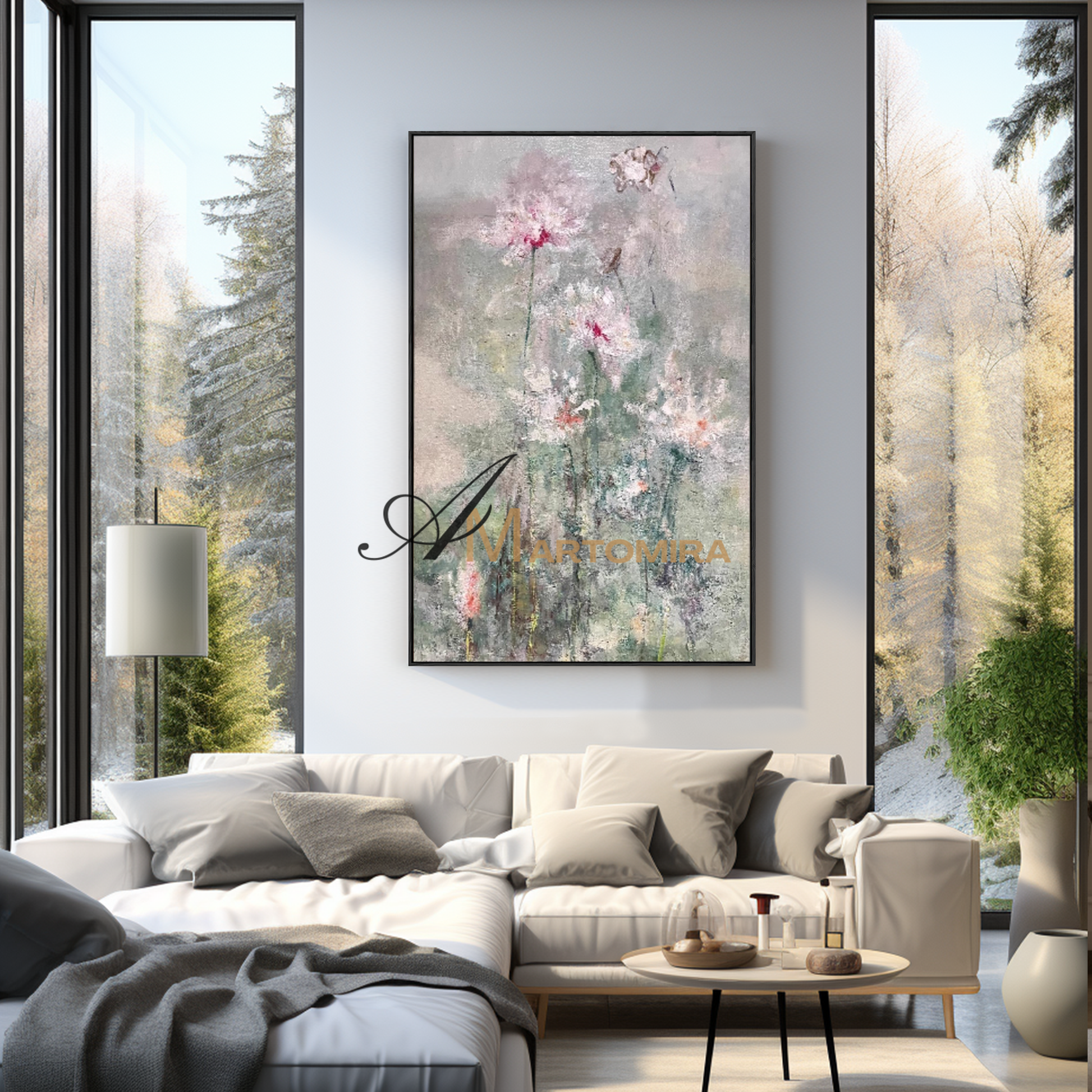 Flower Canvas Painting | Impressionist Flowers | Floral Wall Art For Living Room | Acrylic Paint #MF088