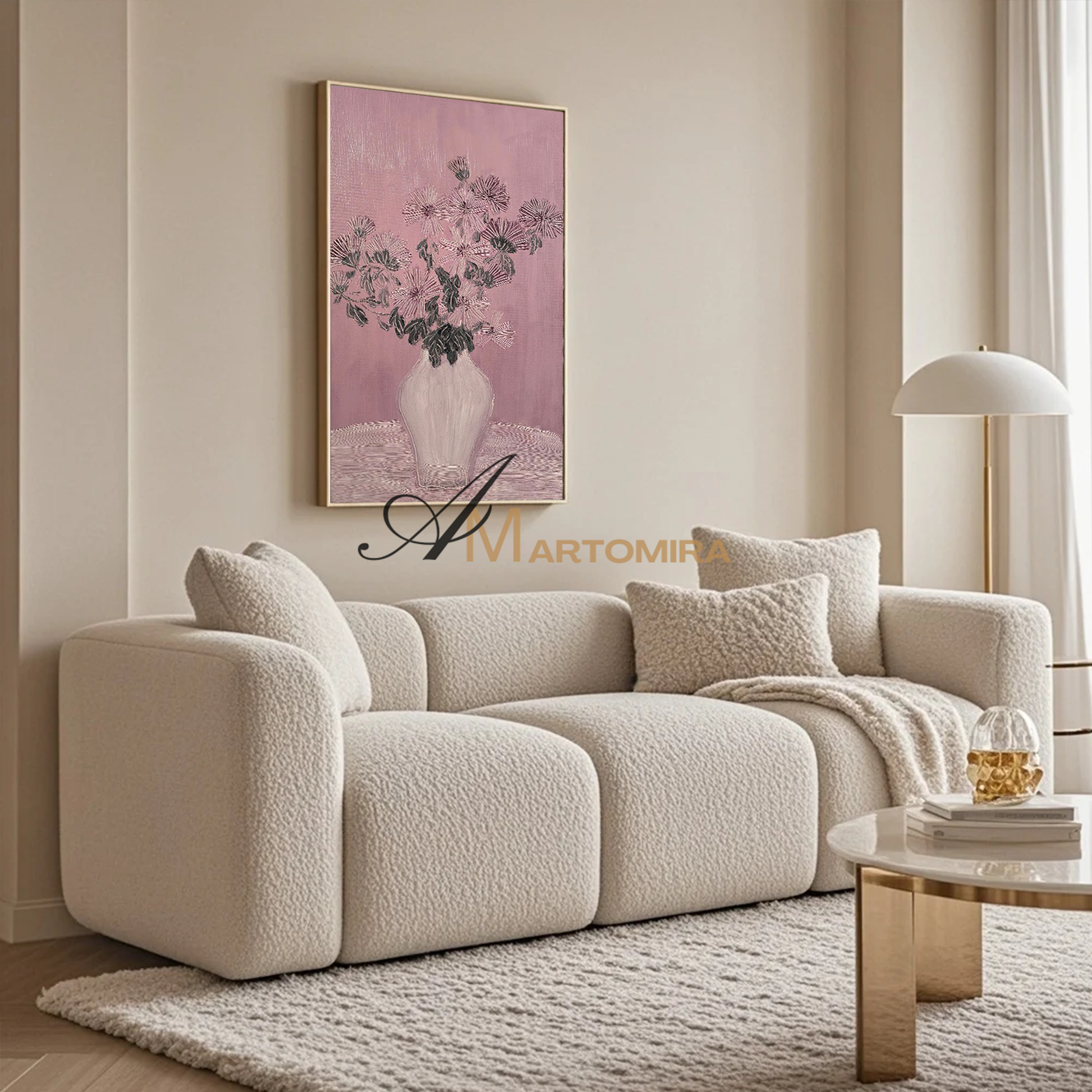 Acrylic Flower Painting | Pink Flower Painting | Floral Wall Art For Living Room #MF101