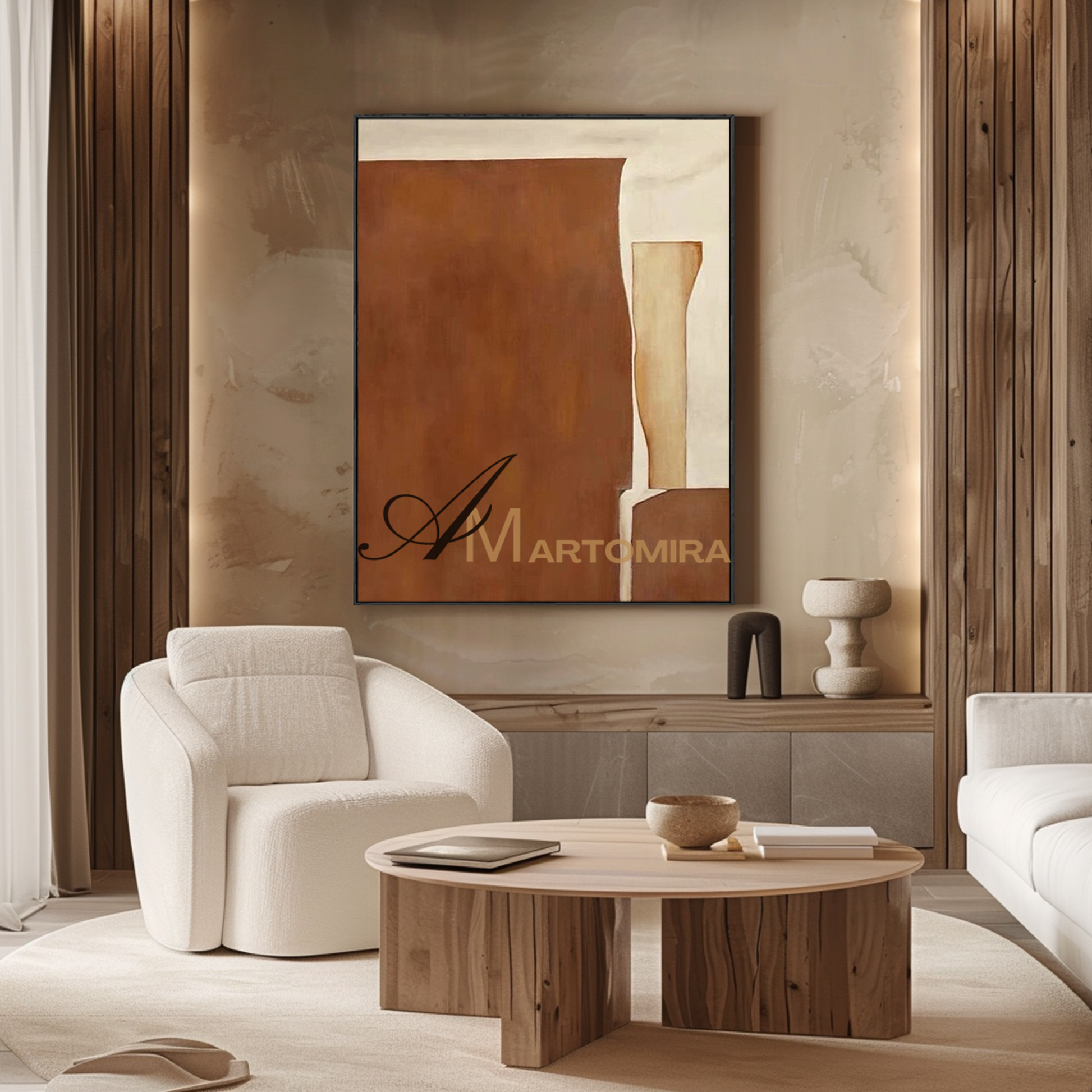 Minimalist Wall Art | Abstract Art Wall Decor | Wabi Sabi  Art | Brown And Beige Wall Art #MF111