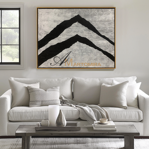 Textured Wall Art | Abstract Painting Mountains | Black And Beige Wall Art | Decorative Wall Art #MF133