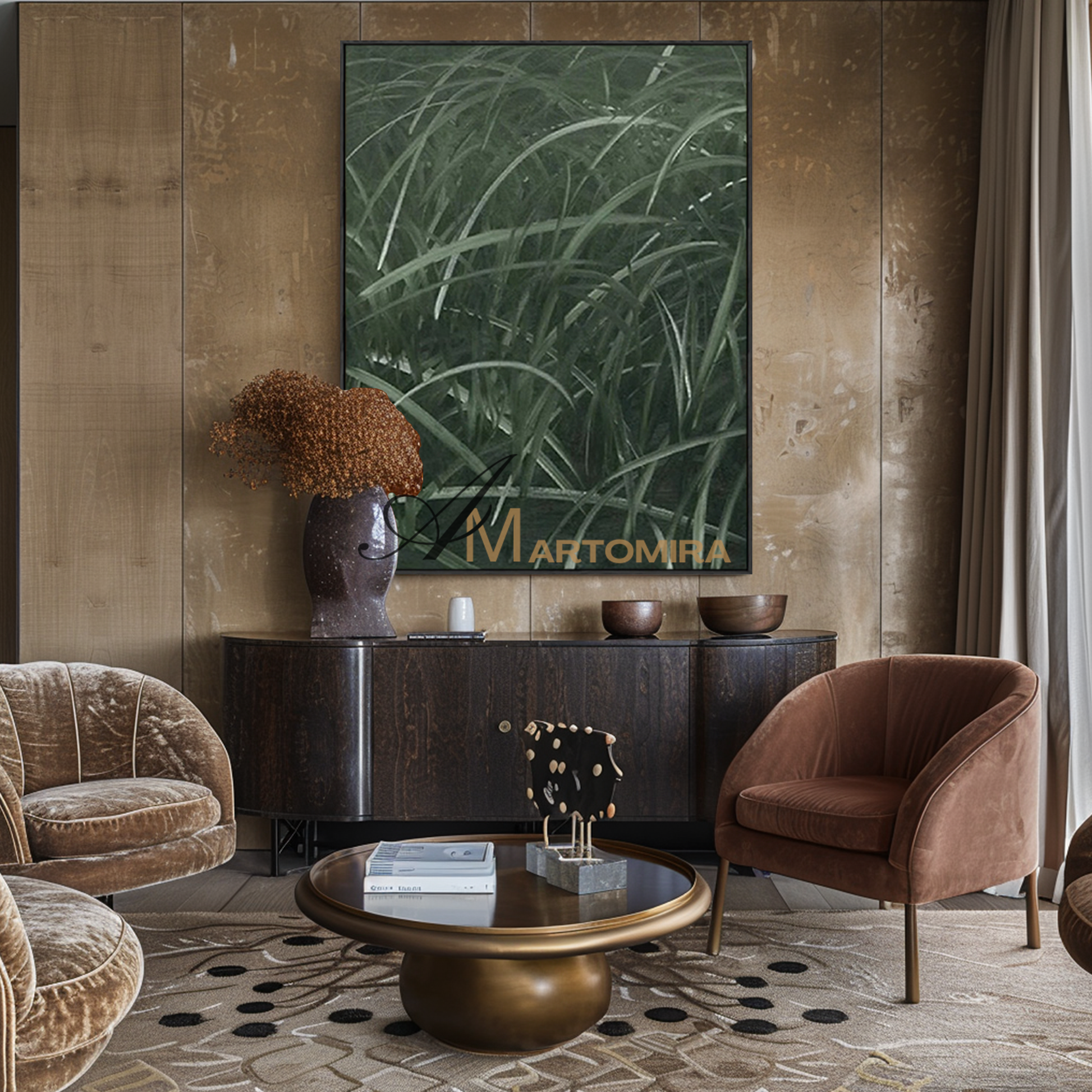 Modern Abstract Wall Art | Green Wall Art | Painting Of Grass | Original Oil Paintings #MF137