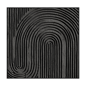 Black and Dark Medium Grey Abstract Textured Geometric Wall Art, Minimalist Modern Curved Lines 3D Relief Artwork for Contemporary Living Room Bedroom Office Dining Hallway, Neutral Tone Non Representational Decor