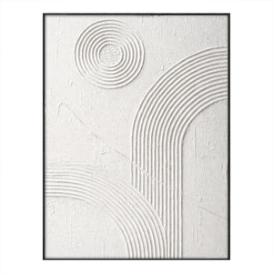 Minimalist White Textured Abstract Geometry and Lines Wall Art, Neutral Asymmetrical Relief Artwork for Modern Home & Office Decor, Wabi Sabi Inspired Plaster Wall Hanging for Living Room Bedroom Dining Room Hallway